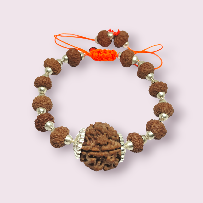 One Mukhi Rudraksha Bracelet with Crystal and Coral beads — Devshoppe