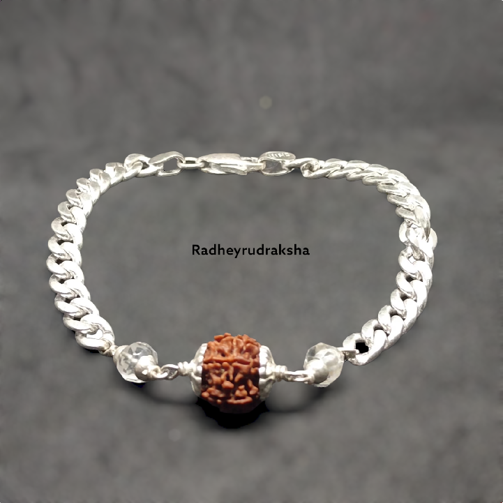4 Mukhi Chikna Rudraksha Wrist Bracelet (Pure Silver) – Rudra and Sons